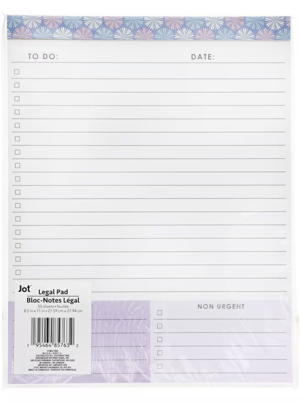 Jot 50 Sheet To-Do Task Legal Note Pad NWT